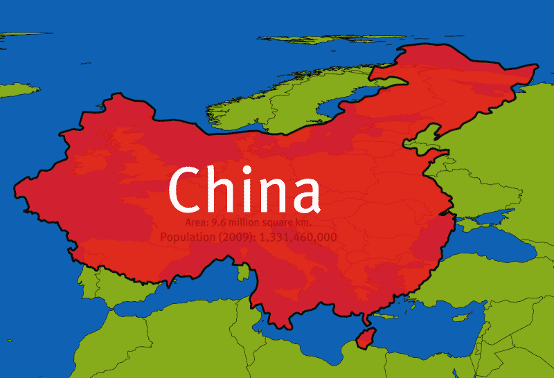 China tamaño comparado